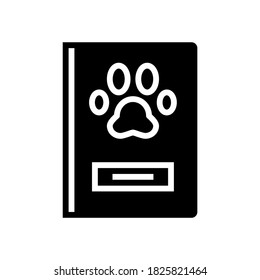 pet passport glyph icon vector. pet passport sign. isolated contour symbol black illustration