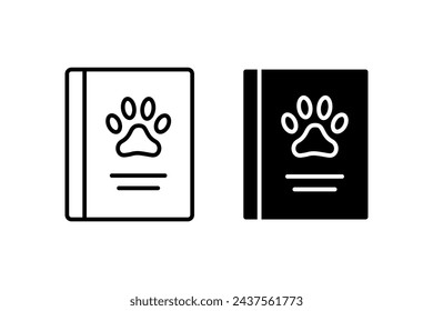 Pet passport icon vector set. Animal document symbol