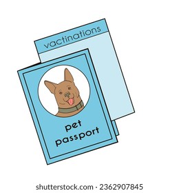 Pasaporte de mascota Dibujo vectorial de color de contorno