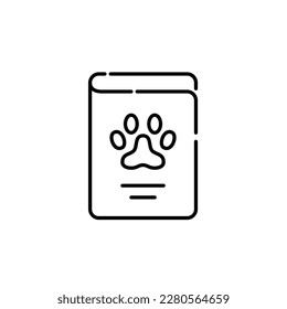 Pet passport. Pedigree information and vaccination proof for travels. Pixel perfect, editable stroke icon
