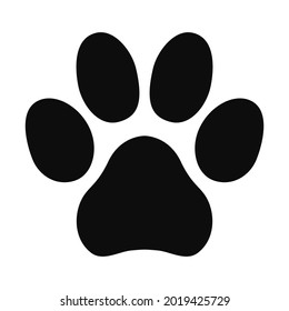 Pet paw black silhouette vector symbol icon isolated on white