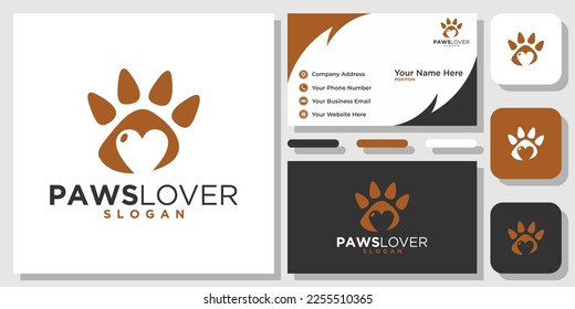 Pet Paw Business Card Logo Vector