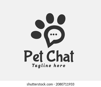 pet paw chat footprint logo symbol template illustration