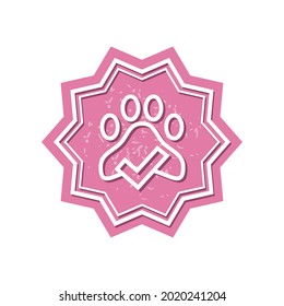 pet paw checkmark icon isolated