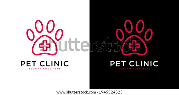 Pet Paw Clinic Medical Logo Vector Stock Vector (Royalty Free ...