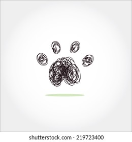 pet paw doodle icon