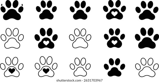 Pata animal de estimação traço editável. pegadas Pata animal de estimação, Coração com pata animal de estimação imprimir cão ícone gato