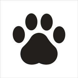 Pet paw editable stroke icon. footprints Pet paw, Heart with pet paw, print dog cat icon, vector illustration