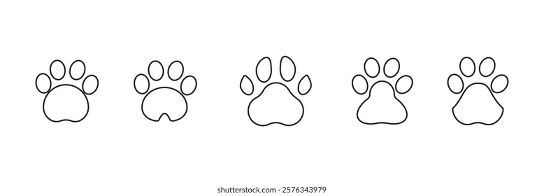 Pet paw editable stroke outline icon isolated on white background flat vector illustration.
