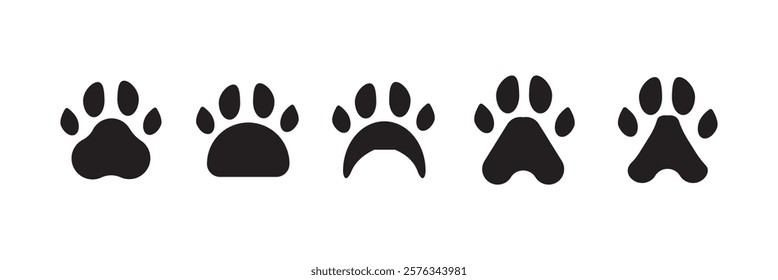 Pet paw editable stroke outline icon isolated on white background flat vector illustration.