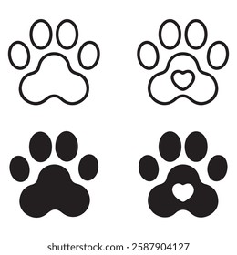 Pet paw editable stroke outline icon isolated on white background flat vector illustration. Pixel perfect. 64 x 64. vector eps file