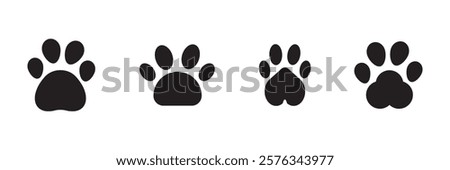 Pet paw editable stroke outline icon isolated on white background flat vector illustration.