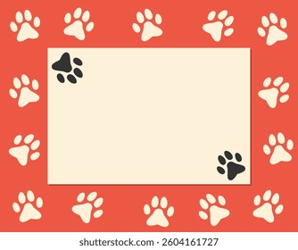 Pet Paw Frame. Cat and Dog Imprints Background. National Pets Day Backdrop. 