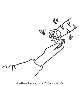 pet paw and human hand in doodle sign cartoon
