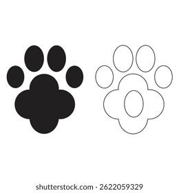 Pet paw icon isolated on white background flat illustration vector