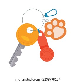 Pet paw key accessory flat icon