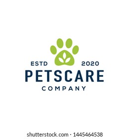 Pet paw leaf logo and icon design vector.