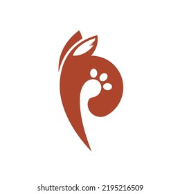 pet paw letter p icon vector concept design illustration 