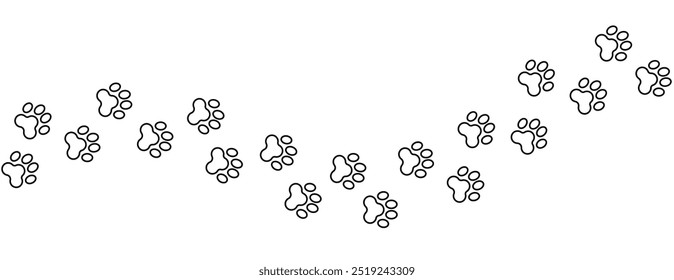 Pet paw outline path isolated on white background