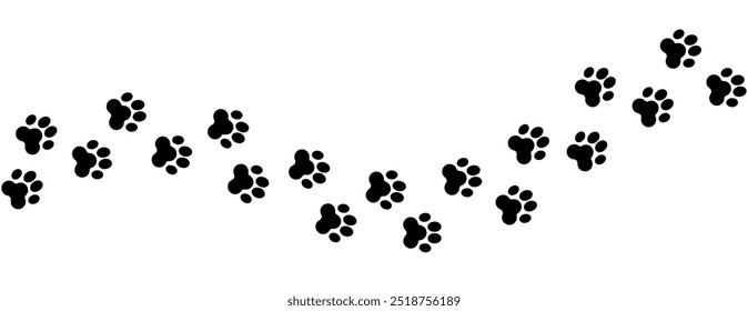 Pet paw path isolated on white background