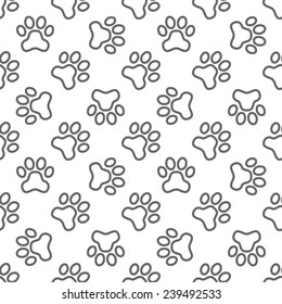 Pet Paw Pattern - Vector Seamless Dog Or Cat Pat Footprint Texture