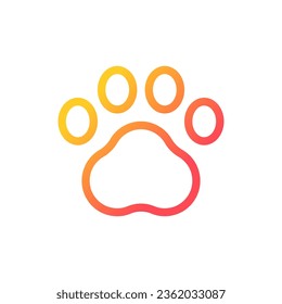 Pet paw pixel perfect gradient linear ui icon. Goods for domestic animals. Pet store. Online marketplace. Line color user interface symbol. Modern style pictogram. Vector isolated outline illustration