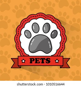 pet paw print emblem banner