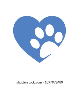 Pet paw print heart logo