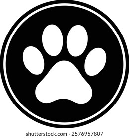 Pet paw print icon design on white background