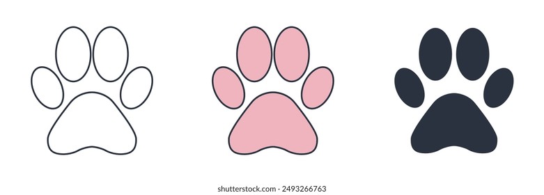 Pet Paw Print icon symbol vector illustration isolated on white background