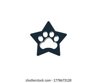 Pet Paw Print Star Icon. Vector Logo Template Illustration Design.