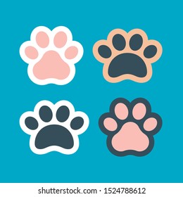 Pet paw print vector icon. Dog or cat foot black paw animal isolated illustration.