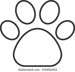 Icono de vector de impresión de pintas de mascotas. Perro o gato de pezuña negra animal aislado ilustración.