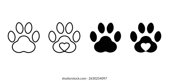 Pet paw print vector icon. Paw print sign and symbol.. cute black big dog paw print silhouette.