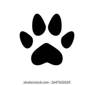 Pet paw silhouette. Dog or cat paw print icon vector design and illustration. 
