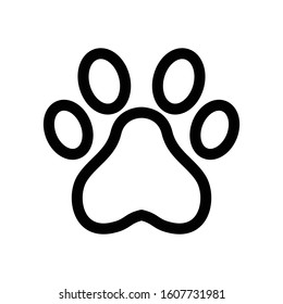Pet paw vector icon in black color