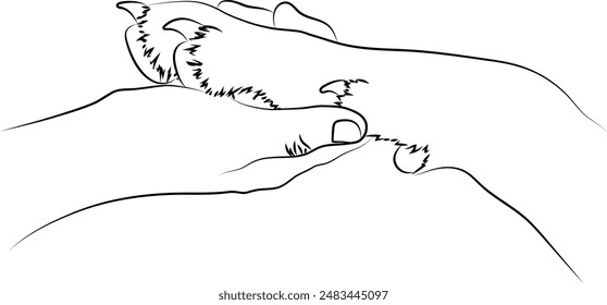 Pet Paws and Hands, Pet Lover, Cat Owner, Dog Paw, Tattoo, Hand Drawn Line Art Sublimations Designs Paw Clipart