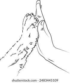 Pet Paws and Hands, Pet Lover, Cat Owner, Dog Paw, Tattoo, Hand Drawn Line Art Sublimations Designs Paw Clipart