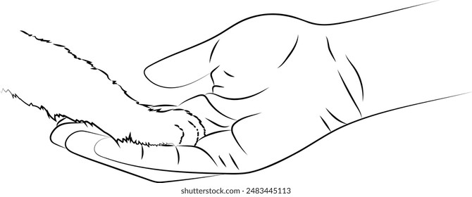 Pet Paws and Hands, Pet Lover, Cat Owner, Dog Paw, Tattoo, Hand Drawn Line Art Sublimations Designs Paw Clipart