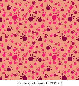 Pet paws' imprints. Abstract vector seamless pattern