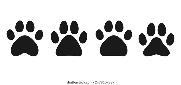 Pet Paws Isolated. Abstract Cartoon Cat and Dog Imprints. Design Element for Dog or Cat Day, Pets Day.