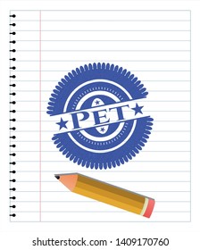 Pet pen effect. Blue ink. Vector Illustration. Detailed.
