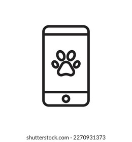 Pet Phone Outline Icon Vector Illustration