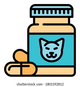 Pet pill jar icon. Outline pet pill jar vector icon for web design isolated on white background