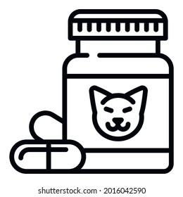 Pet pill jar icon. Outline pet pill jar vector icon for web design isolated on white background