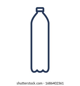 Pet plastic bottle icon. Plastic bottle for beverage, beer, soda or cola outline icon. Vector illustration.