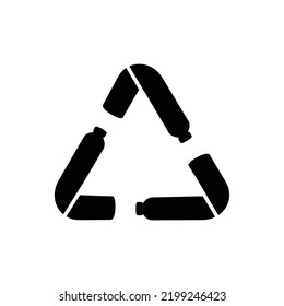 Pet plastic bottle or recycling symbol with arrows. Recycle plastic. Eco pet use concept. Vector illustration