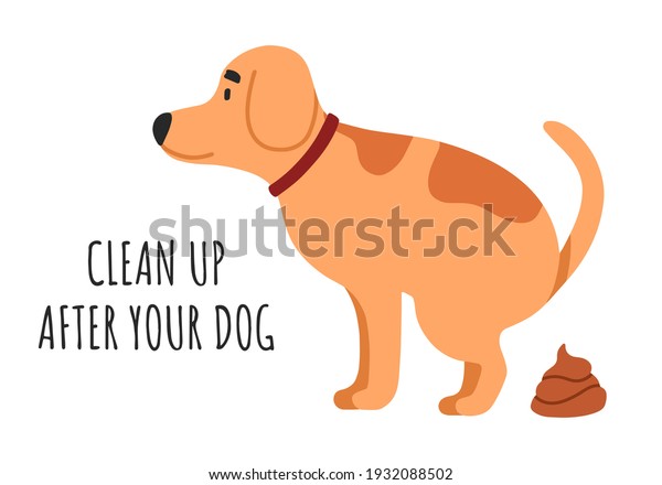 白い背景にペットのフープ かわいいベクターイラスト 犬のフン 排泄物 ウンチの後は片付けなさい 公園 バナー チラシ ウェブ 署名 アイコン 表を出版するデザイン のベクター画像素材 ロイヤリティフリー