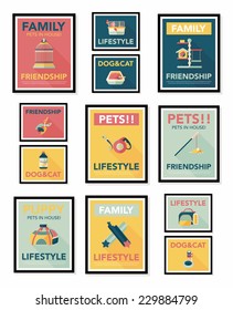 Pet poster flat banner design background set, eps10