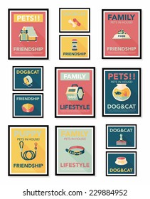 Pet poster flat banner design background set, eps10